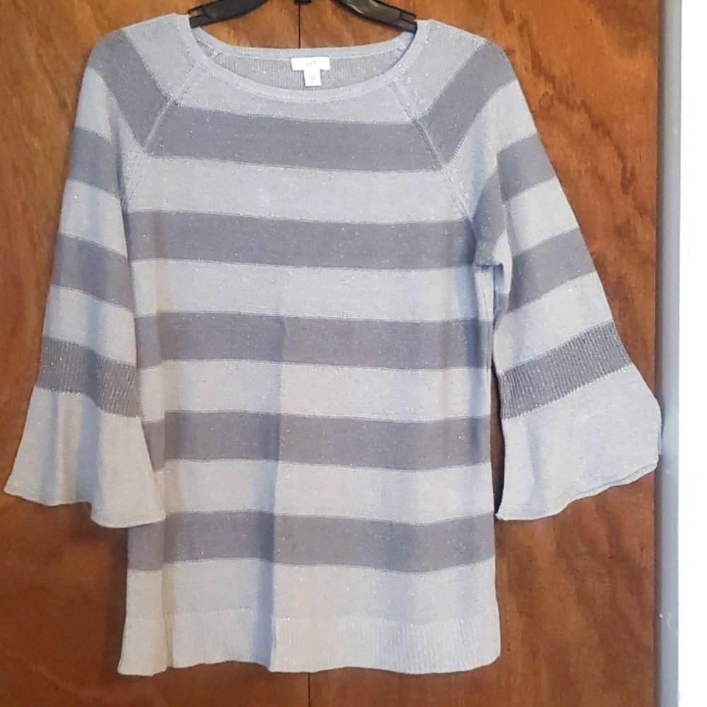COPY- J Jill*Sweater*Linen blend* Gray/Silver with Metallic threads*Sz …